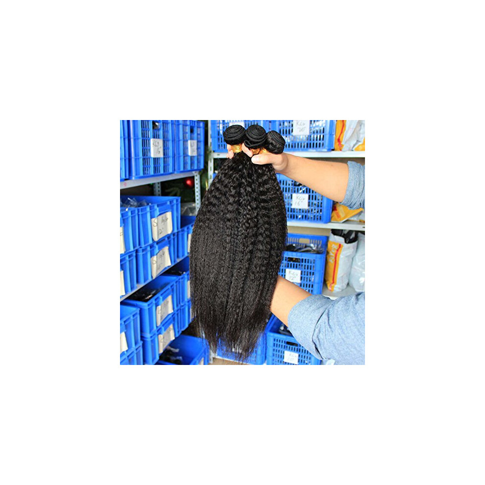 Unisex Human Hair Extensions 3 Bundles Kinky Straight Virgin European Hair Weft 1028 Inch Natural Color