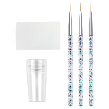 Nagelpinsel, Nagellackstift, Manikürestempel (4 Sets), gemaltes Raster, DIY-Kunstwerkzeug, Malerei
