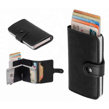 Kortholder i aluminium - RFID-sikker beskyttelse. Regningsrum i sort.