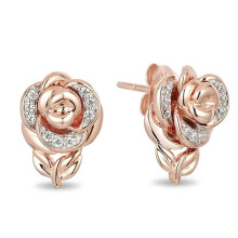 Damenmode Strass-Rosenblüten-Anhänger Halskette Ohrringe Ring Schmuck Geschenk