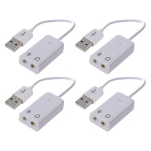 4 stuks 3,5 mm microfoon-koptelefoonaansluiting USB 2.0 geluidskaart luidspreker audioadapter wit