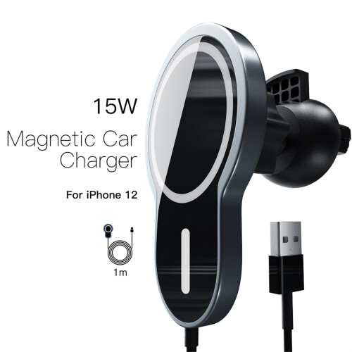 Til magnetisk 15W trådløs hurtiglader til bilen, kabel og oplader