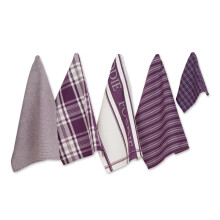 Asst Eggplant Foodie Dishtowel And Dishcloth 5 Piece