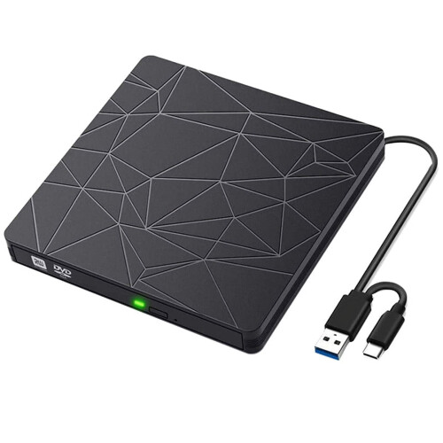 Externe dvd-cd-drive, externe cd-rom-brander, dvd-cd-rom met dubbele interface, Type-C, USB-cd-brander, cd-brander zonder drive, lees- en