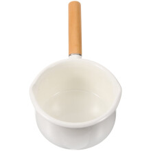Enamel Small Milk Pot Saucepan Nonstick Flat Skillet Pans Pots White Wood