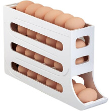 Bandeja para huevos de 4 niveles con sistema de rodamiento automático, apilable y que ahorra espacio, soporte de plástico de gran capacidad para la