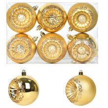 ZToonmas 6Pcs Christmas Ball Ornaments, 3.14", Gilded Christmas Baubles - Red, Gold & White Shatterproof Ornaments with Snowflake Design
