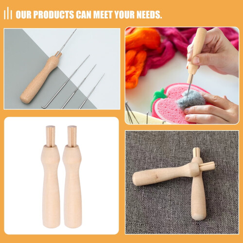 Multi-function Felting Tools Needle Wool Needles Handle Multifunction Wooden 15 Pcs 1