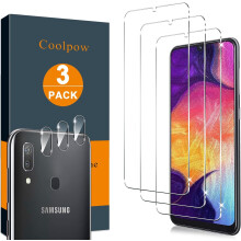 3+3Pack Tempered Glass Screen Protector for compatible with Samsung Galaxy A20, 9H Hardness, Bubble Free, Anti Scratch, HD