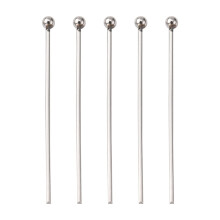 1000 Stück Kugelkopfstifte aus Edelstahl 304, Edelstahlfarbe, 30 x 0,7 mm, 21 Gauge, Kopf: 2 mm