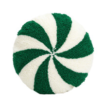 Christmas Pillows - Soft Plush Candy Throw Pillow, Green Round Decorative Cushion for Couch, Sofa, Bed, Living Room, Bedroom