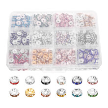 Rhinestone Beads Curtains Beaded Spacer Rondelle Jewelry Round Iron Rhinestones 600 Pcs