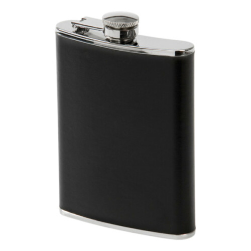 Leather Hip Flask / Pocket Hip Flask - 24cl Black