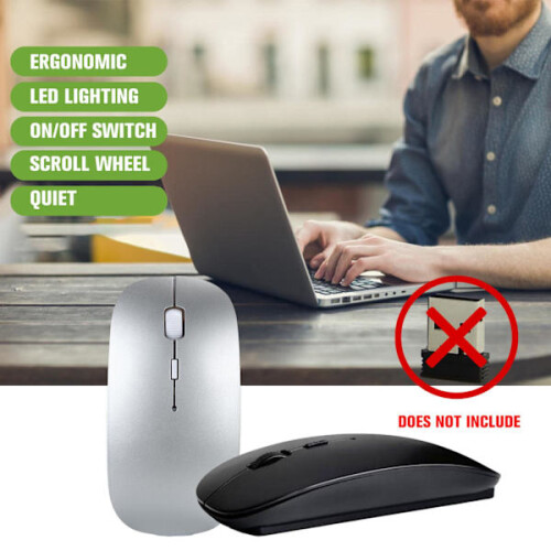 Wireless Bluetooth mouse for computer, silent mouse, ergonomic mouse, optical `UK. silver One-size 1