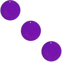 Lot de 3 sets de table antidérapants en silicone, résistants à la chaleur et isolants, couleur violette.
