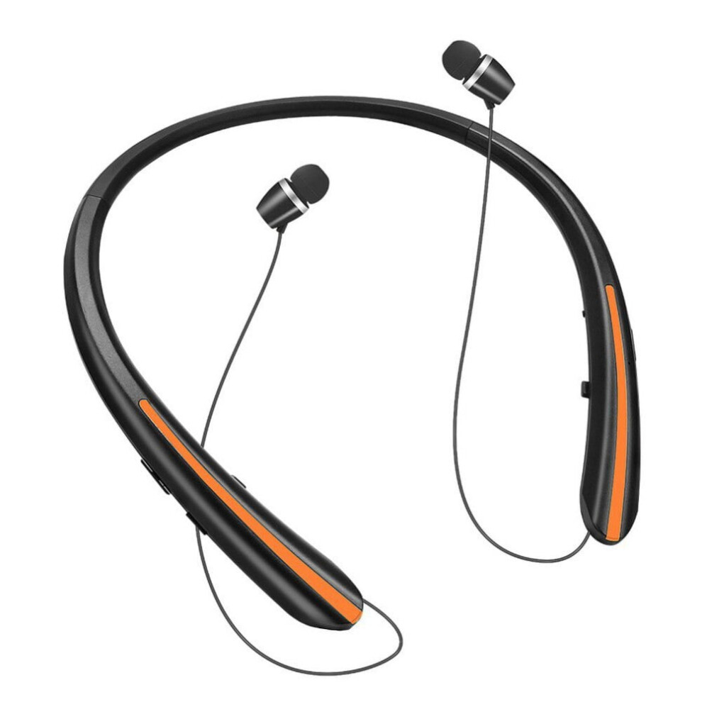 Eleanos New, Neckband Headphones With Retractable Earbuds Noise Reduction Wireless Headset Orange/Pink 9164030150133