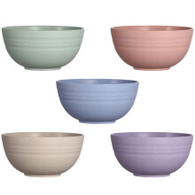 Bols à céréales incassables, ensemble de 5 bols légers en fibre de paille de blé - Compatibles lave-vaisselle et micro-ondes - pour riz, soupe