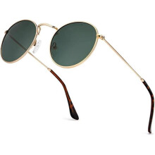 Lunettes de soleil rondes Nssiw pour femmes et hommes, lunettes de soleil rondes haut de gamme en métal avec verres polarisés et protection UV