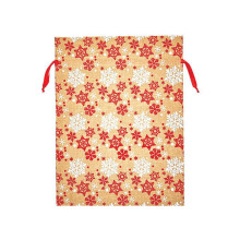 Lot de 3 sacs cadeaux en toile de jute rouge et blanche Ă motif flocons de neige, 30 x 40 cm, pour les fĂŞtes ou toute autre occasion.