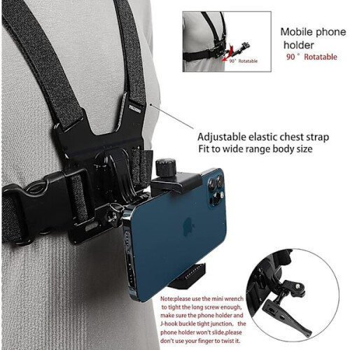 Suporte de peito para celular com alça, presilha para câmera de ação POV, compatível com Samsung e iPhone Plus. 1