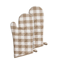 Achim Buffalo Check -polyesteri-/puuvillauunikinnas - taupe - 18 cm x 33 cm - kahden setti