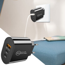 Szybka ładowarka USB C 20 W Dual2Port PD Powered + ładowarka ścienna