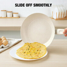 Nonstick Frying Pan 8/10 Inch White, Omelette Pan with Stay-Cool Bakelite Handle, Toxin-Free Marble Coating, Aluminum Pan for Healthy Cooking, All