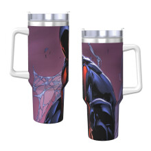 Spider-Man 40-Unzen-Becher mit Henkel und Strohhalm, auslaufsicherer, isolierter Becher mit Deckel und Strohhalm aus Edelstahl, passend für