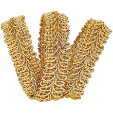 Panglică metalică Centipede împletită din dantelă, cusut, tuns, artizanat, pentru costum de mireasă, auriu, 5/8 inch, 15 yarzi
