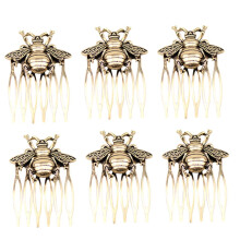 6 peines retro de aleación con forma de abeja, peines insertados, accesorios vintage para el cabello para mujeres y niñas.