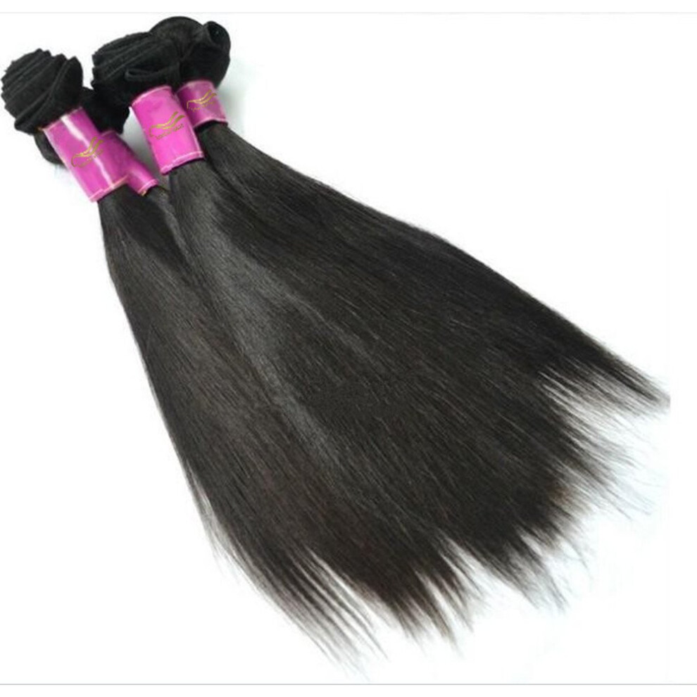 Brazilian Human Hair Extensions 7A Grade Silky Straight Virgin Bundles 20in Natural Black 3pcs