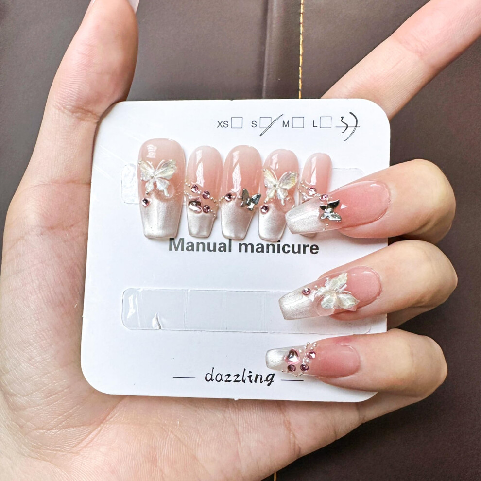 Handmade Long Pink Press On Nails Square Reusable 10pcs SalonQuality False Nails for Women