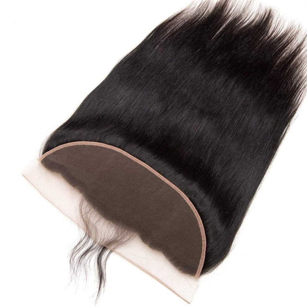 Unisex 13X4 Lace Frontal Wig Brazilian Straight Human Hair With Baby Hair Natural Hairline 10 Inch