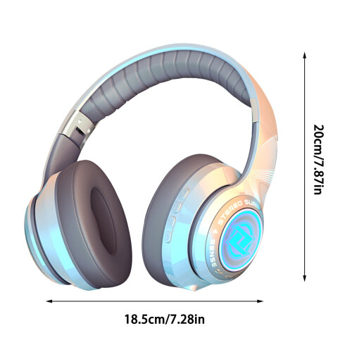 Ασύρματα ακουστικά Bluetooth για αυτί με φως RGB και μικρόφωνο, πτυσσόμενα ακουστικά 2