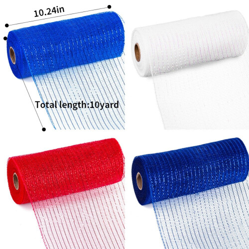 Κορδέλα από πολυεστέρα Deco Mesh 4Rolls, μεταλλική κορδέλα από αλουμινόχαρτο, μεταλλική 1
