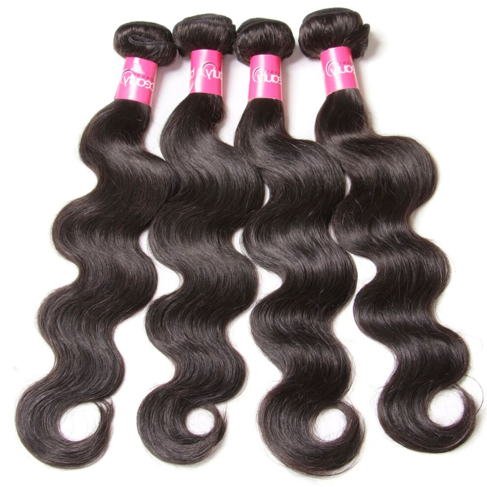Unisex Brazilian Body Wave Human Hair 4 Bundles Virgin Extensions Natural Color Dyeable Bleachable 1824