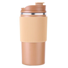 Tasse à café de voyage à double paroi en silicone avec poignée antidérapante, - Tasse portable pratique avec couvercle étanche, couleur kaki