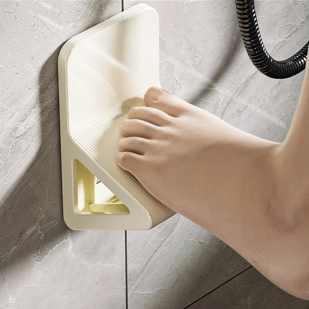 Shower Foot Rest with Storage, AntiSlip Wall Mounted Shaving Stool for Bathroom