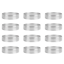 Cake Baking Rings 12 Pack Stainless Steel Perforated Tart Mousse Round Molds 6cm for Pastry