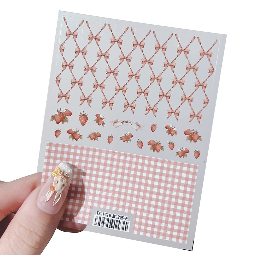 5D Embossed Nail Stickers Cute Cartoon Rabbit Self Adhesive Nail Art Decals for Manicure