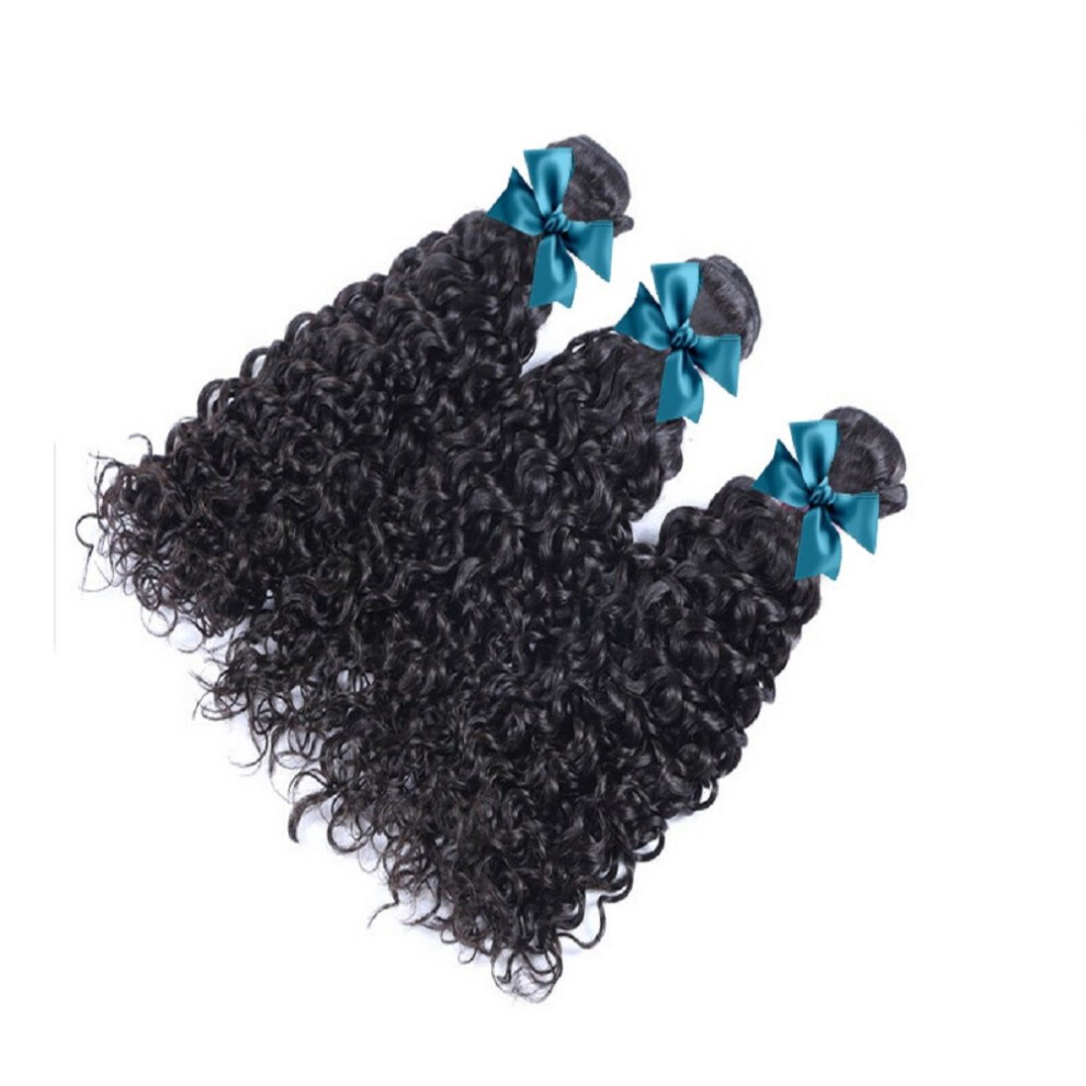 Unisex Kinky Curly Human Hair Extensions Virgin Malaysian Remy 3 Bundles Natural Color Mixed Length 16 16 18