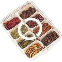 Plateau à apéritif Qubbah à 8 compartiments avec couvercle - Organisateur transparent portable pour bonbons, fruits, noix - Idéal pour les