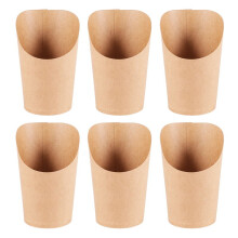 100Pcs Disposal Take-Out Dessert Supplies Baking Cakes Egg Puff French Fries Chips Snacks Kraft Paper Cups Holder, 300Ml (Brown)