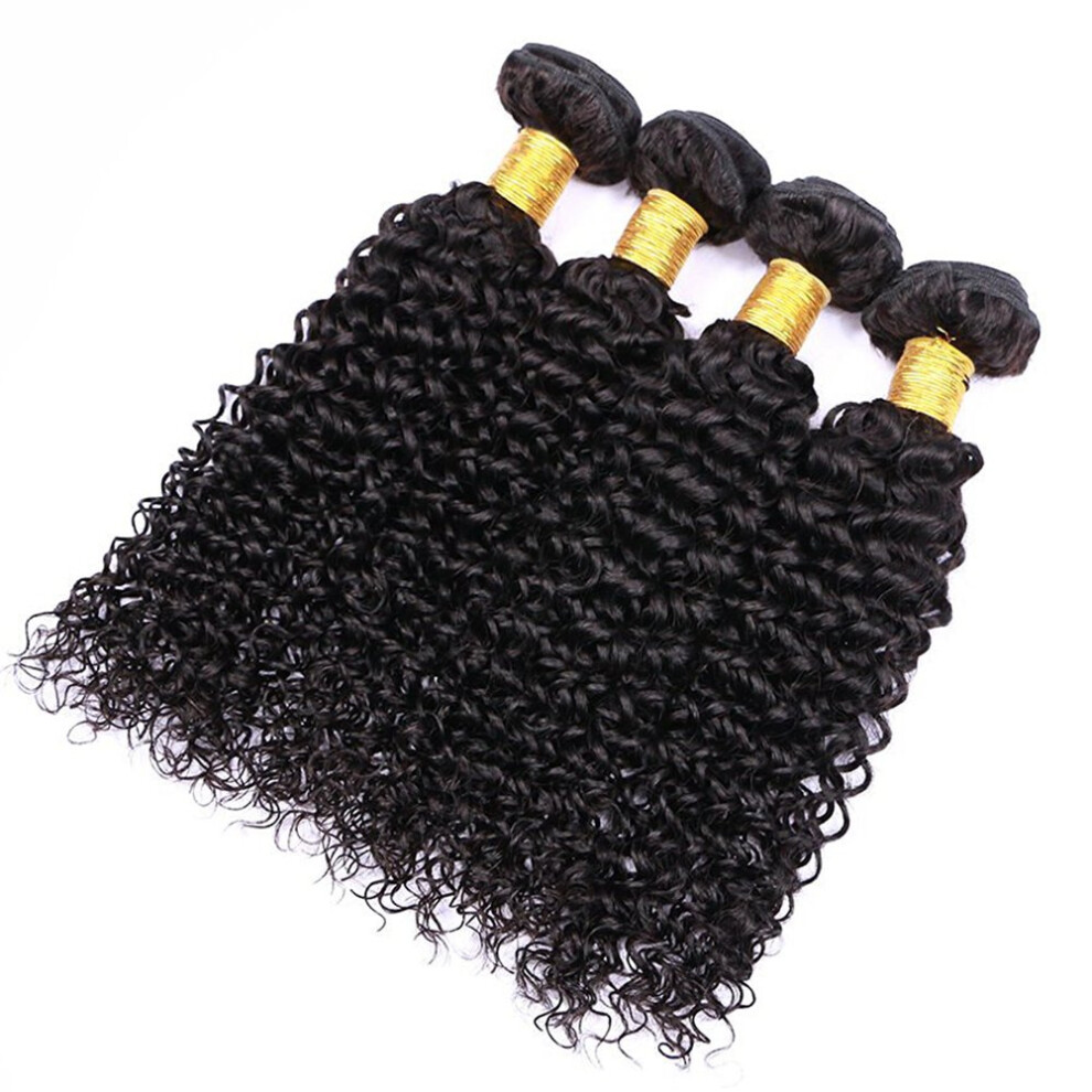 Unisex Brazilian Kinky Curly Virgin Human Hair Extensions 28 Inch Natural Texture 3 Bundles Dyeable