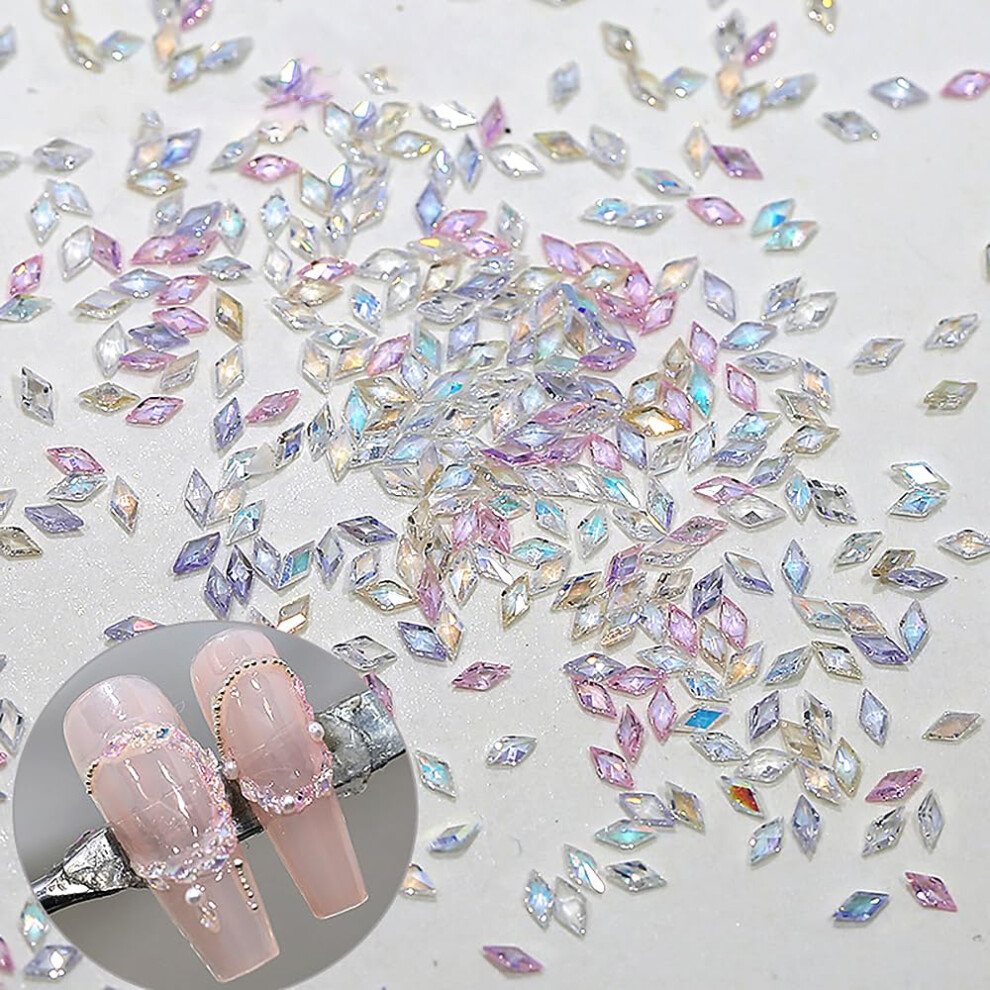 50pcs Mixed Color Rhombus Nail Rhinestones Zircon Gems for Instant Nail Sparkle and Crafts