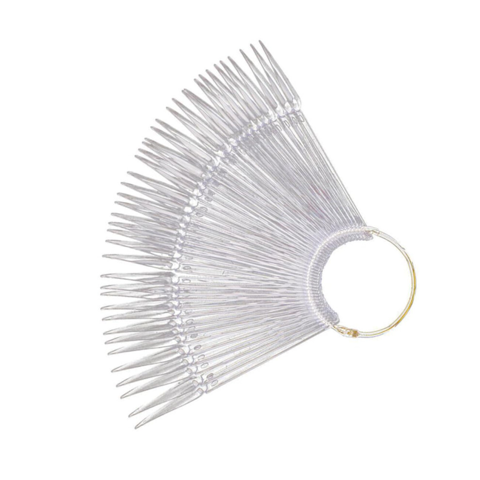 100pcs Clear Nail Polish Color Display Fan with Burr Tips for Nail Art Practice Palette