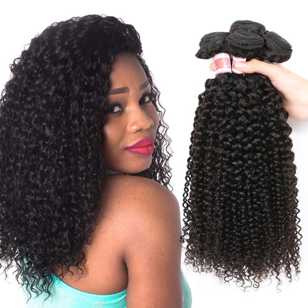Unisex Black Hermosa 7A Brazilian Curly Virgin Hair Bundles Natural Unprocessed Human Hair Weave 10 12 14In