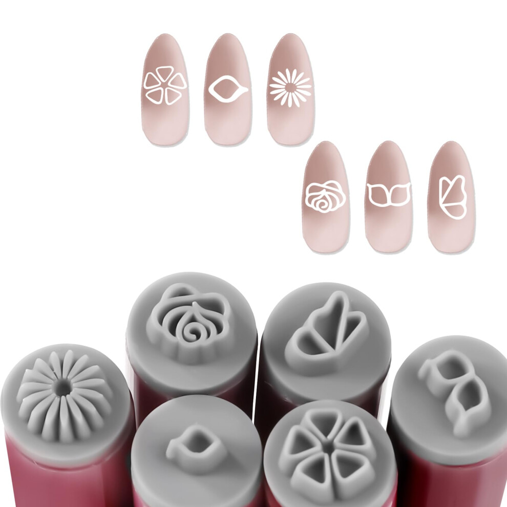 6pcs Nail Art Stamp Pen Set with Butterfly and Floral Designs for Precise DIY Manicure