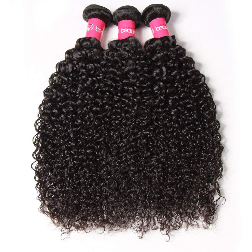 Unisex Peruvian Curly Hair Bundles Virgin Remy Extensions 3Pcs Natural Color 22 24 26 Inch