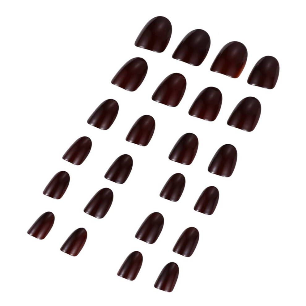 Press On Nails Set 24pcs Reusable Full Cover Coffin and Square Fake Nails for Women Glossy Finish